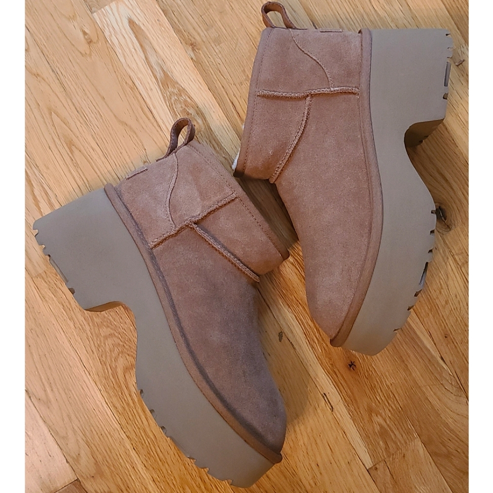 🆕️ UGG The Classic Ultra Mini New Heights Boot Size 8 Chesnut - Picture 12 of 16